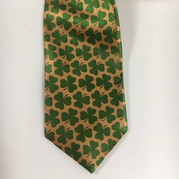 Green & Gold Irish Shamrock St Patrick’s Day Tie ☘️ - Picture 1 of 5